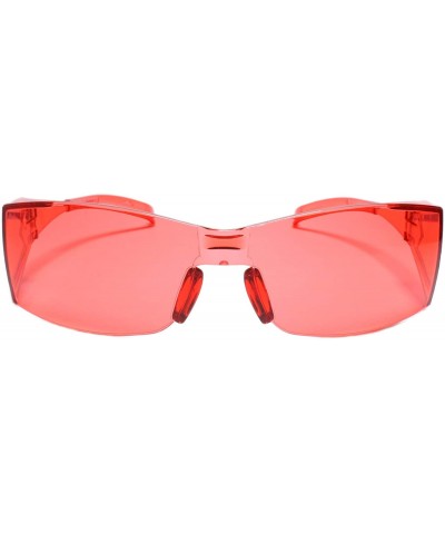 Wrap Around Futuristic Motorcycle Riding Biker Extreme Sports Sunglasses - Red - C218WECS2YX $8.34 Wrap