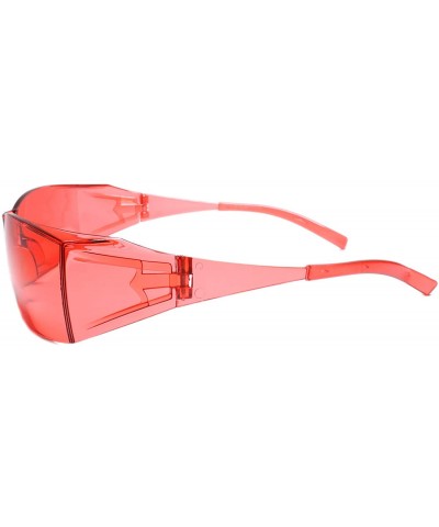 Wrap Around Futuristic Motorcycle Riding Biker Extreme Sports Sunglasses - Red - C218WECS2YX $8.34 Wrap