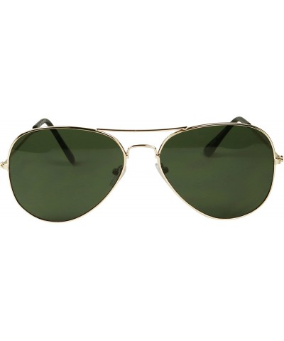 Original Green Lens Pilot Aviator Metal Frame Unisex Sunglasses - Gold Frame - CB12ISEZZQP $7.84 Aviator
