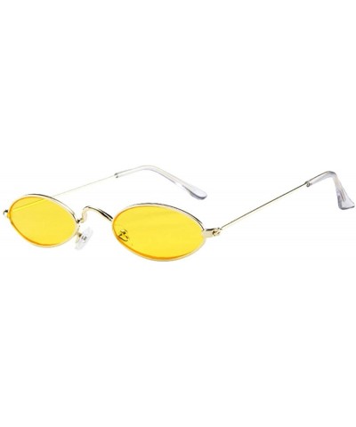 Men Women Retro Small Oval Sunglasses - Fashion Metal Frame Shades Eyewear - D - CS196OIRHAW $14.96 Rimless