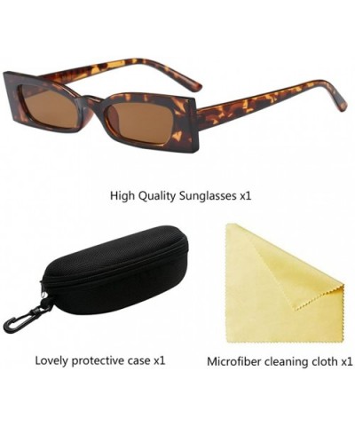 Fashion Retro Ladies Rectangle Sunglasses Designer UV400 for Women - Brown - C418G858CXY $4.76 Wayfarer