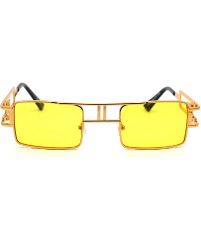 90s Gangster Rapper Square Rectangular Luxury Metal Rim Sunglasses - Yellow Gold Yellow - C918Z3KO08Z $8.60 Square