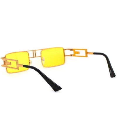 90s Gangster Rapper Square Rectangular Luxury Metal Rim Sunglasses - Yellow Gold Yellow - C918Z3KO08Z $8.60 Square