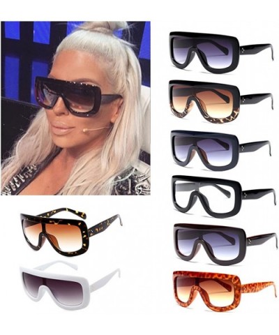 Retro Women Big Frame Square Sunglasses Oversized Shades Eyeglasses - Black&grey - CI185N557ZI $7.60 Oversized