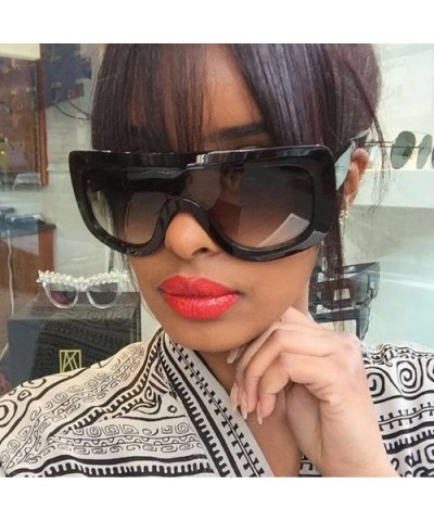 Retro Women Big Frame Square Sunglasses Oversized Shades Eyeglasses - Black&grey - CI185N557ZI $7.60 Oversized