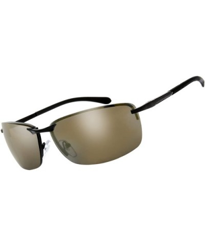 Rimless Spring Hinged Vintage Rectangle Sunglasses with Gift Box - 3-matte Black - CJ18GDIRSZU $13.64 Rimless