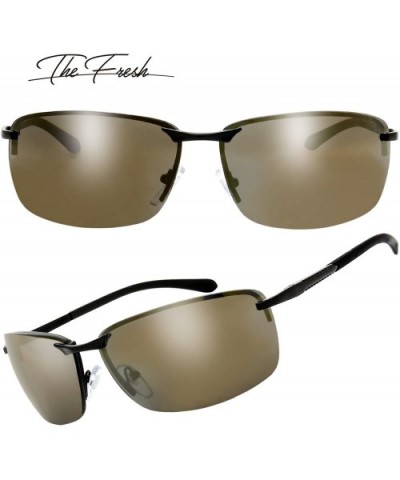 Rimless Spring Hinged Vintage Rectangle Sunglasses with Gift Box - 3-matte Black - CJ18GDIRSZU $13.64 Rimless