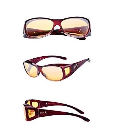 Night Vision Glasses Polarized Wrap Around Eyewear Glasses - Wine Red Size M - CC11CYYWSON $19.47 Goggle