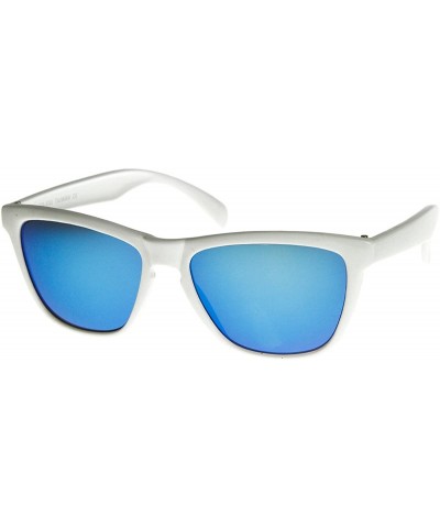Action Sports Color Mirror Lens Modified Horn Rimmed Sunglasses (White Ice) - CV11DHWO4I9 $7.25 Wayfarer