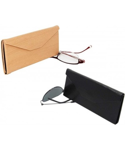 2PC Leather Slim Lightweight Retro Foldable Triangle Eyeglasses Case Spectacles - 2pcs-black - CO180KQKNKC $6.43 Aviator