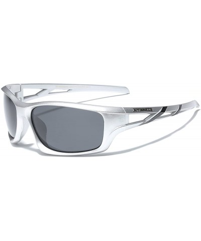 Polarized Oversized Sport Wrap Around Sunglasses - Silver - CP11OXJAMKN $7.47 Sport