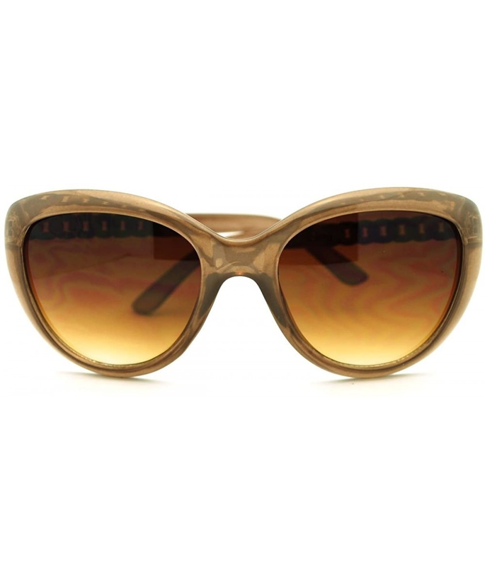 Women's Fashion Metal Chain Temple Cat Eye Sunglasses - Toffee - C311G5J2N43 $7.30 Cat Eye