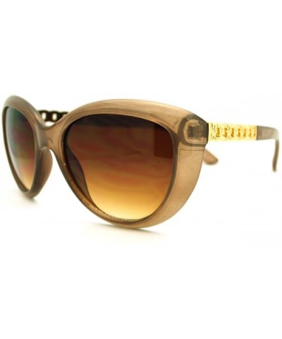 Women's Fashion Metal Chain Temple Cat Eye Sunglasses - Toffee - C311G5J2N43 $7.30 Cat Eye