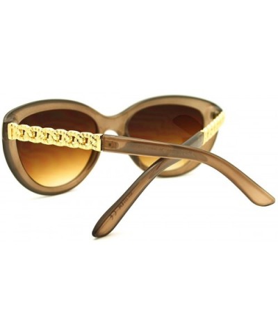 Women's Fashion Metal Chain Temple Cat Eye Sunglasses - Toffee - C311G5J2N43 $7.30 Cat Eye