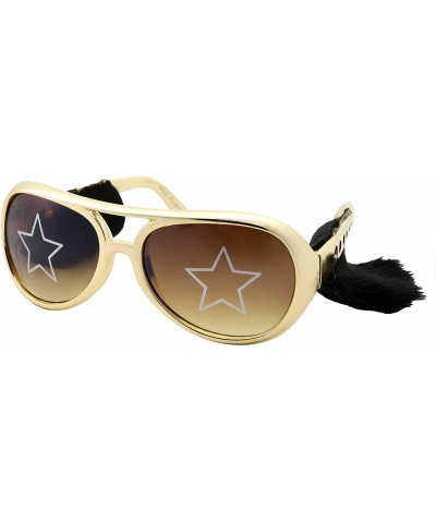Elvis Costume Sunglasses with Side Burns - Adult Men's Size - Gold - CM18IDTW0QS $5.38 Aviator