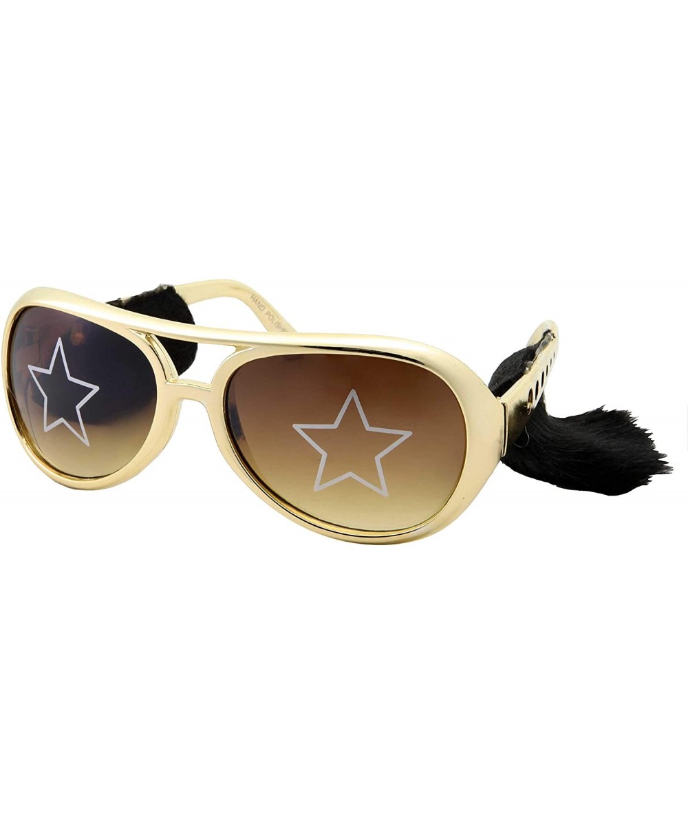 Elvis Costume Sunglasses with Side Burns - Adult Men's Size - Gold - CM18IDTW0QS $5.38 Aviator