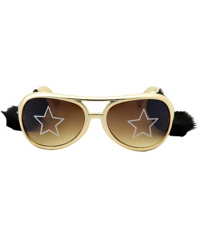 Elvis Costume Sunglasses with Side Burns - Adult Men's Size - Gold - CM18IDTW0QS $5.38 Aviator