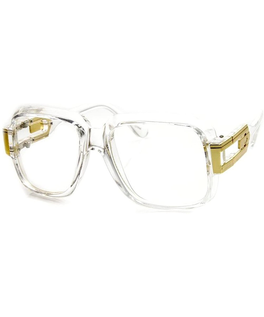 Oversized Rectangular Retro Fashion Hip Hop Nerdy Clear Lens Glasses - Clear - CW1824SYZ32 $4.95 Square