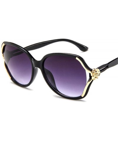 Flower Sunglasses Women Gradient Classic Vintage Ladies Oversized Sun Glasses UV400 Glasses Feminino - Black Gray - CQ18WMXZ4...