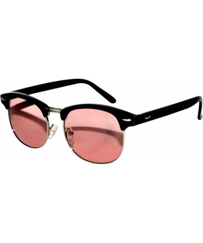 Aviator Brow Bar Flat Mirror Multicolor Lens Sunglasses Metal Frame - Grd_silver_pink - C61836AZOOC $6.82 Aviator