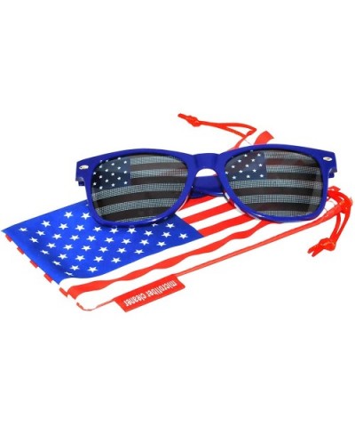Classic American Flag Sunglasses USA Patriot Colored Lens 4th of July - Flag_lense_blue_frame - CU12NA36EVV $5.82 Rectangular