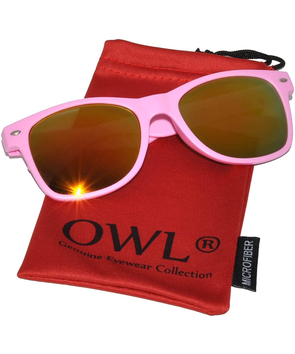 Vintage Full Mirror Lens Sunglasses Colored Frame Matte Retro Style - Pink - CK11NJ53N31 $6.23 Wayfarer