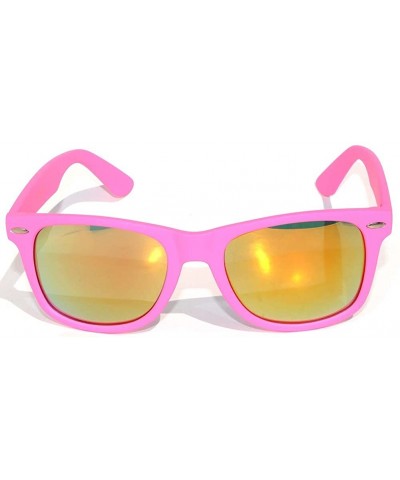 Vintage Full Mirror Lens Sunglasses Colored Frame Matte Retro Style - Pink - CK11NJ53N31 $6.23 Wayfarer