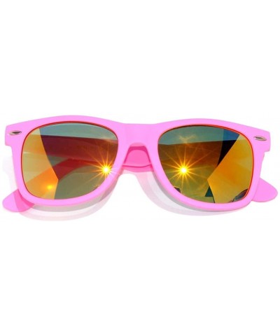 Vintage Full Mirror Lens Sunglasses Colored Frame Matte Retro Style - Pink - CK11NJ53N31 $6.23 Wayfarer