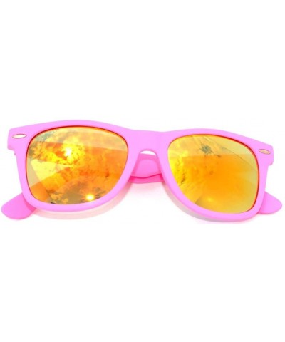 Vintage Full Mirror Lens Sunglasses Colored Frame Matte Retro Style - Pink - CK11NJ53N31 $6.23 Wayfarer