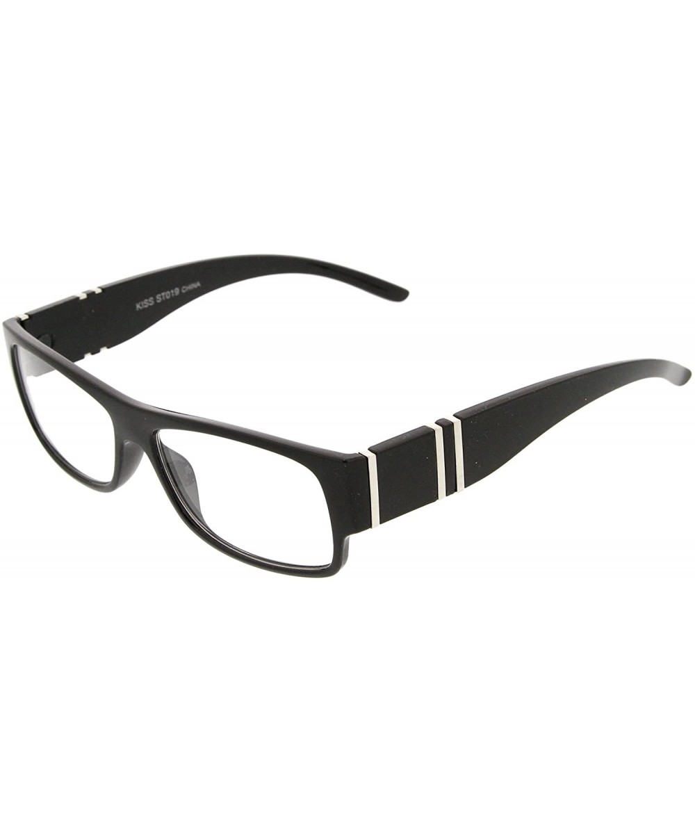 Modern Fashion Metal Accented Rectangular Clear Lens Glasses (Black) - CE11MV6CPCJ $7.79 Square