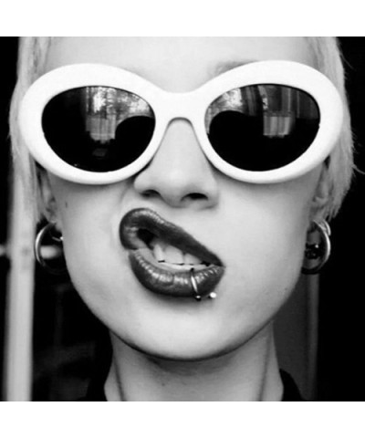 Sunglasses Retro Vintage Unisex Sunglasses Rapper Oval Shades Grunge Glasses - F - C718H3GHGA9 $4.82 Aviator