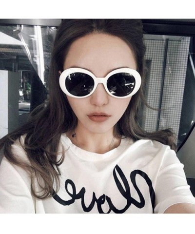 Sunglasses Retro Vintage Unisex Sunglasses Rapper Oval Shades Grunge Glasses - F - C718H3GHGA9 $4.82 Aviator