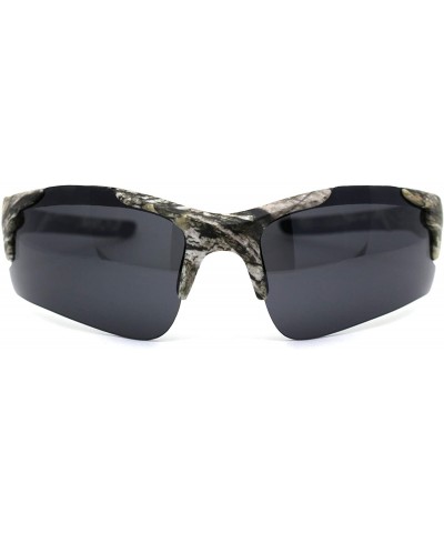 Mens Plastic 90s Hunters Camouflage Half Rim Sunglasses - Beige Black - CW197E9XWLH $11.44 Sport