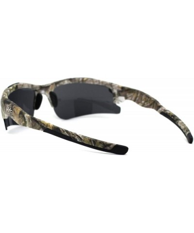 Mens Plastic 90s Hunters Camouflage Half Rim Sunglasses - Beige Black - CW197E9XWLH $11.44 Sport