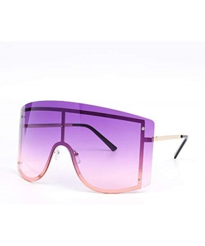 Oversized Blue Yellow Gradient Sunglasses Women Luxulry Designer Red Rimless Metal Female Sun Glasses Shades - 10 - CU18Y398M...