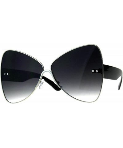Oversize Diva Oceanic Lens Oversize Butterfly Bat Shape Sunglasses - Silver Smoke - CQ180ORIU50 $7.02 Butterfly