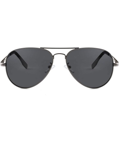 Polarized Aviator Sunglasses for Men Women Mirrored Lens- 100% UV400 Protection- 58MM - Gunmetal/Black Lens - CW198QC7GR6 $15...