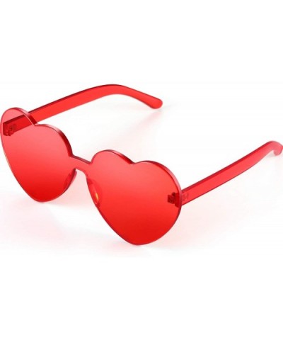 Heart Shape Sunglasses Party Sunglasses - Transparent Red - CZ18R0MXWNE $5.22 Aviator