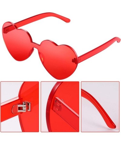 Heart Shape Sunglasses Party Sunglasses - Transparent Red - CZ18R0MXWNE $5.22 Aviator