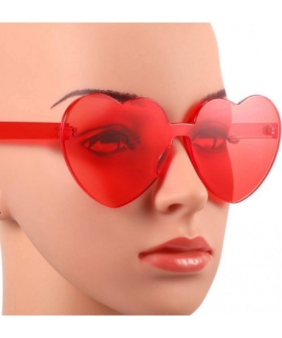 Heart Shape Sunglasses Party Sunglasses - Transparent Red - CZ18R0MXWNE $5.22 Aviator