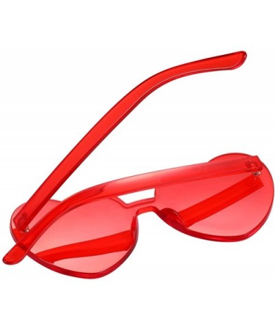 Heart Shape Sunglasses Party Sunglasses - Transparent Red - CZ18R0MXWNE $5.22 Aviator