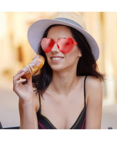 Heart Shape Sunglasses Party Sunglasses - Transparent Red - CZ18R0MXWNE $5.22 Aviator