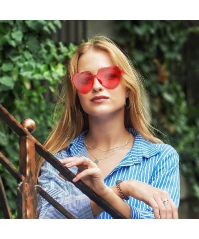 Heart Shape Sunglasses Party Sunglasses - Transparent Red - CZ18R0MXWNE $5.22 Aviator