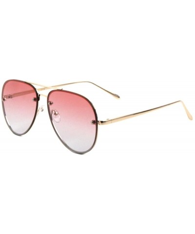 Rimless Oceanic Color Lens Classic Frame Aviator Sunglasses - Pink Blue - CT190IXOTYE $12.67 Aviator