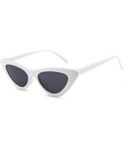 Cat Eye Sunglasses Vintage Mod Style Retro Sunglasses - White Gray - CL18D9HKAES $11.82 Goggle