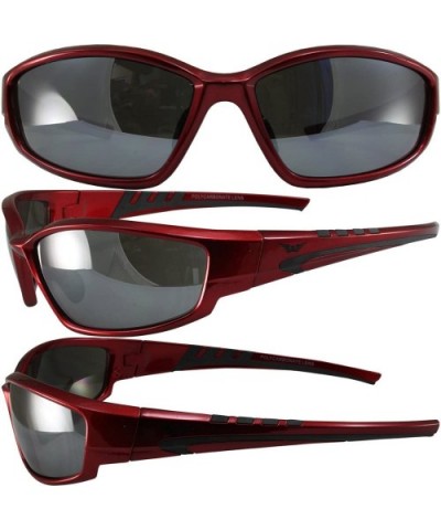 Traffic Motorcycle Sunglasses Red Frames Flash Mirror Lens - CU187WYICYC $17.18 Oval