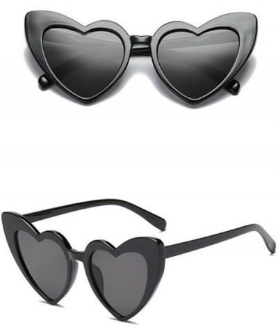 Women Retro Fashion Heart-shaped Shades Sunglasses Integrated UV Glasses - E - CJ18UM7NTIQ $3.83 Oval