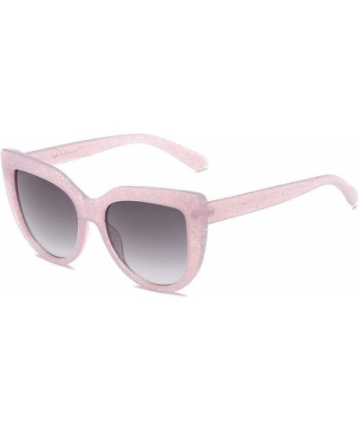 Women Retro Vintage Round Cat Eye Oversized UV Protection Fashion Sunglasses - Pink - CC18WU97AAX $15.83 Round