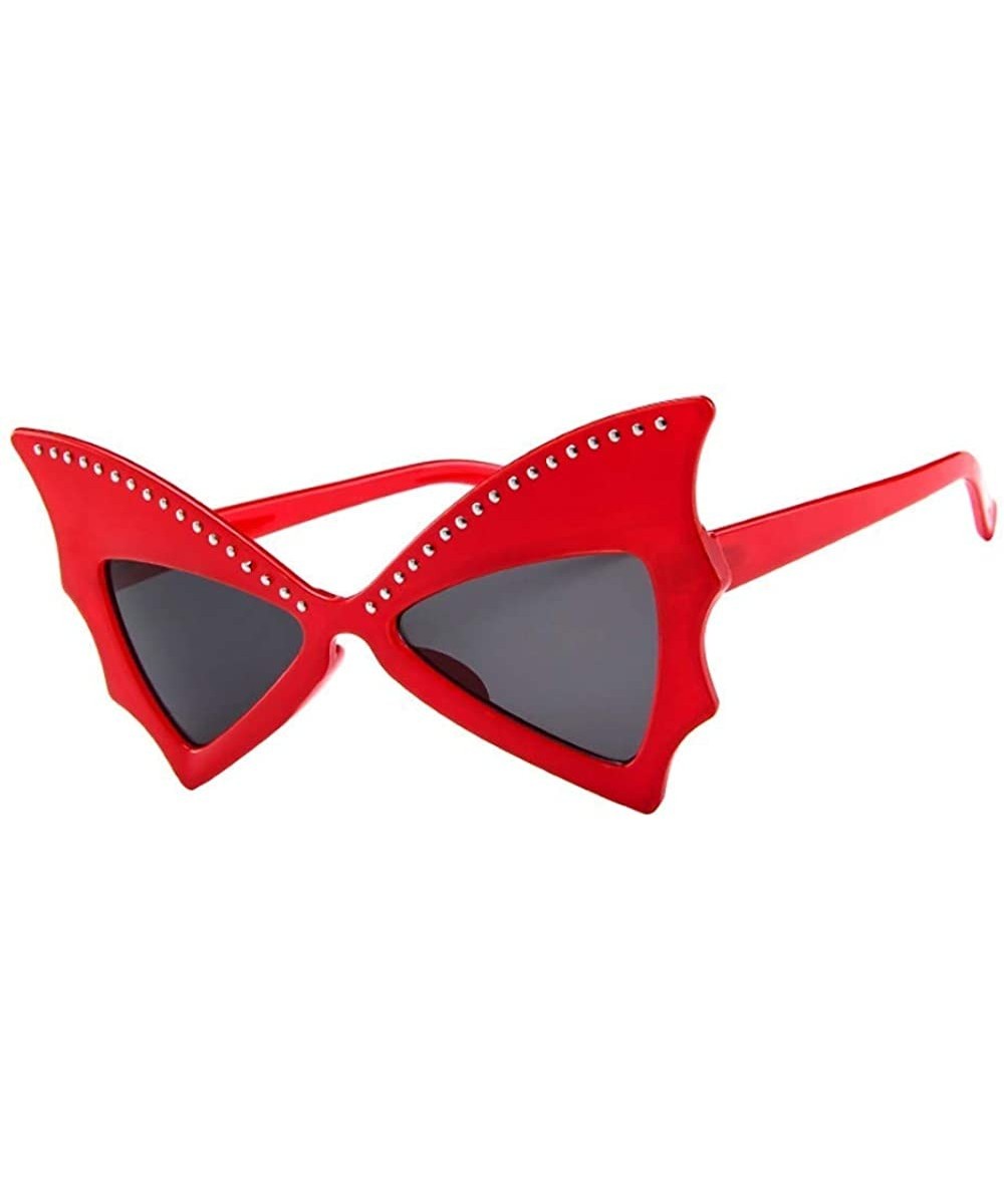 New Women Men Vintage Bat Shape Rivet Sunglasses Unisex Fashion Sunglasses Eyewear - D - C318SW2RIOR $5.31 Oversized