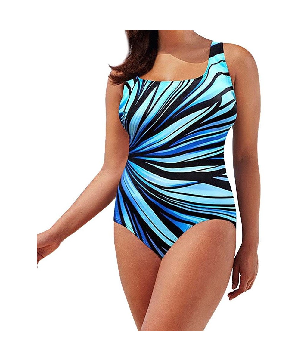 Casual Swimsuits for Womens Swimming Costume Padded Swimsuit Monokini Push Up Bikini Sets Swimwear - D-blue - CY18RCGTMSC $9....